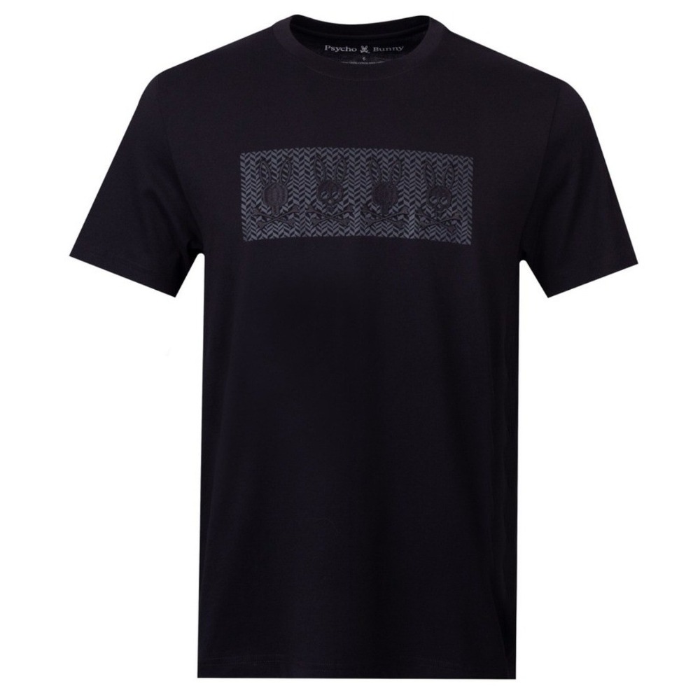 Psycho Bunny Mens Cotton Tee 3XL Black Costello Graphic Embroidered Chevron Logo